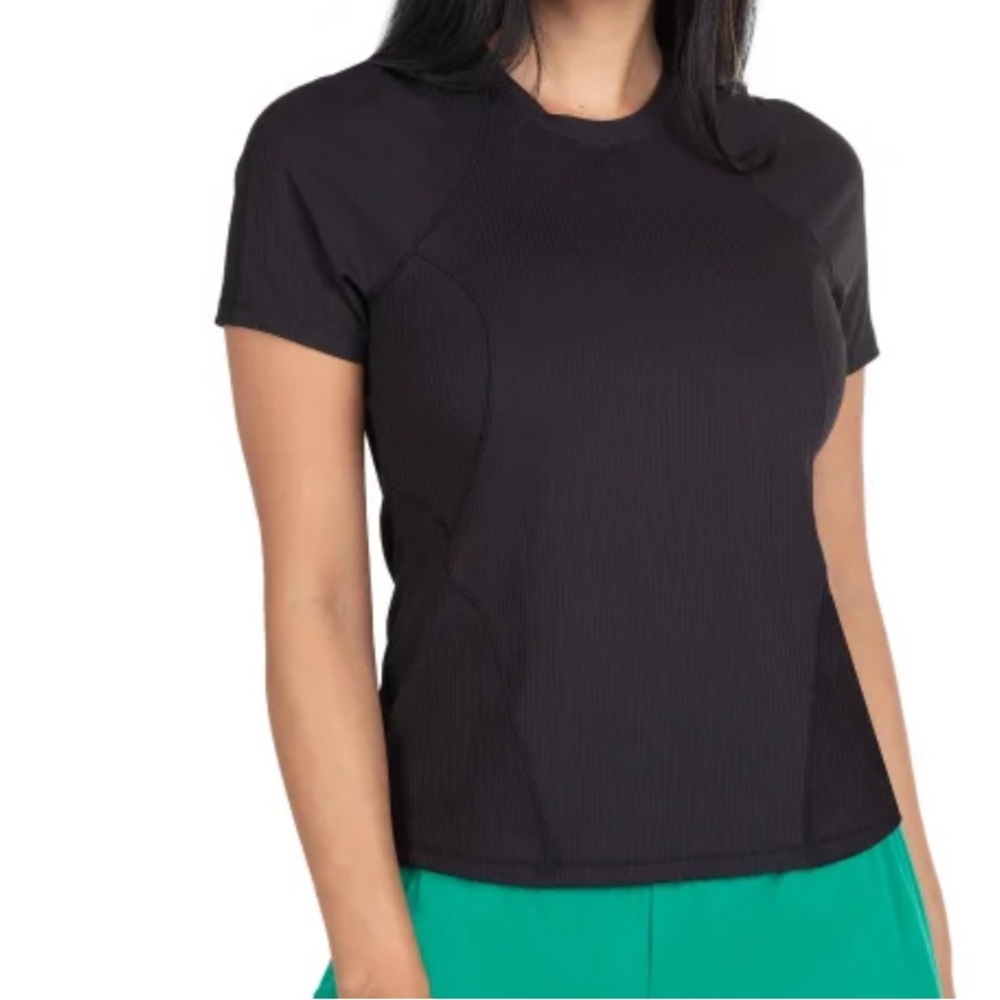 Spyder Ribbed Active Black Short Sleeve Top